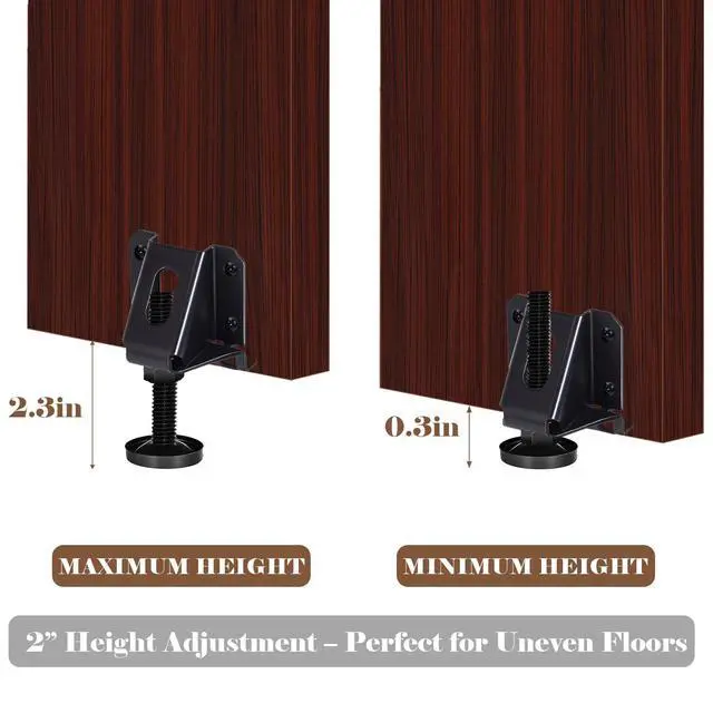 Alt view image 5 of 7 - Heavy Duty Leveling Feet, 4 Pack Adjustable Furniture Levelers with 1320LB Capacity, 2" Height Adjustment, No-Flip Furniture Installation Hex Nut Design for Flawless Leveling