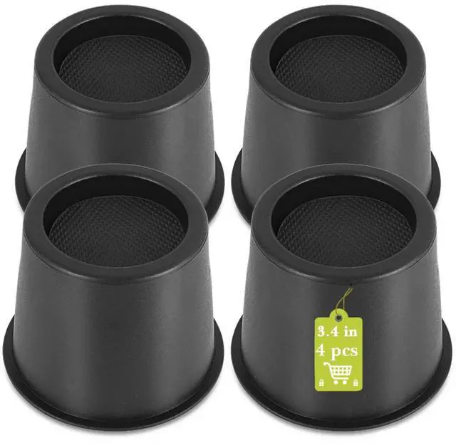 Main image of 4 Pack Furniture Risers 4 Inch, Bed Risers Heavy Duty for Table Desk Couch Chair Sofa Cabinet Bed Frame Dorm, Round Table Leg Risers Lift Height 3.4", Black