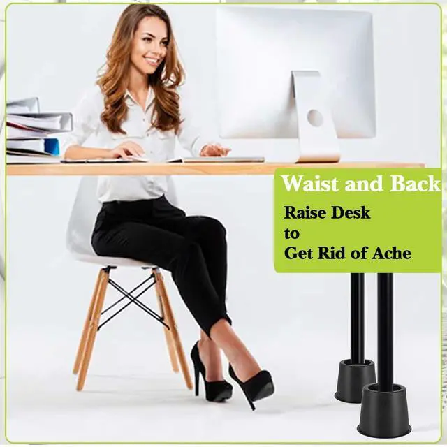Alt view image 6 of 7 - 4 Pack Furniture Risers 4 Inch, Bed Risers Heavy Duty for Table Desk Couch Chair Sofa Cabinet Bed Frame Dorm, Round Table Leg Risers Lift Height 3.4", Black