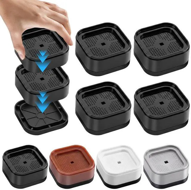 Main image of 4 Pack Furniture Risers, Ajustable Bed Lifts Rrisers, 1 Inch Stackable Heavy Duty Desk Riser, Table Leg Risers, Square Bed Raising Blocks, for Bed Desk Leg Couch Sofa Table Chair Dorm, Black