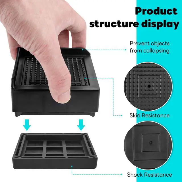 Alt view image 3 of 7 - Furniture Risers 1.5 Inch Bed Lifts Risers Table Leg Extenders Perfect for Couch, Chair, Table, and More 4 Pack Black Square