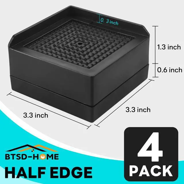 Alt view image 2 of 7 - Furniture Risers 1.5 Inch Bed Lifts Risers Table Leg Extenders Perfect for Couch, Chair, Table, and More 4 Pack Black Square