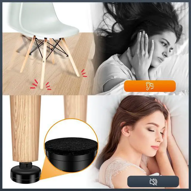 Alt view image 7 of 7 - 10 Set Adjustable Furniture Leveling Feet, Adjustable Leg Levelers for Cabinets Sofa Tables Chairs, Heavy Duty Height Adjuster Furniture Levelers Foot with T- Nut Kit 3/8"-16 Thread, Black