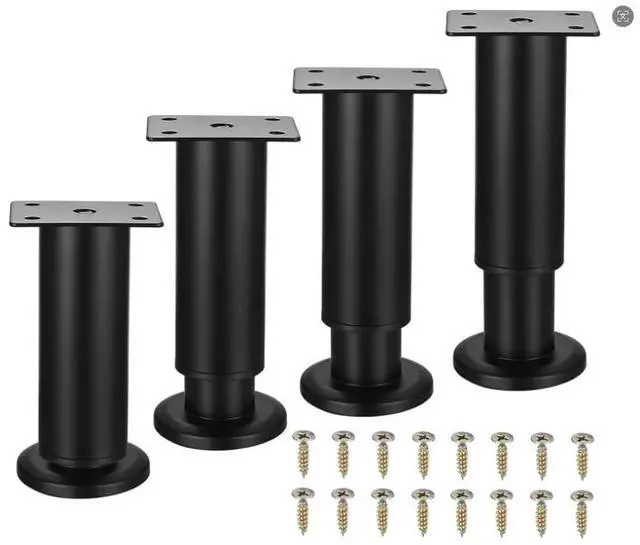 Main image of 4 Pcs Metal Furniture Legs, 4.7-7 Inch Black Adjustable Furniture Legss, Adjustable Height Bed Support Legs for Bed Frame Support Legss, Sofa Couch Dresser Table Bed Cabinet Feet