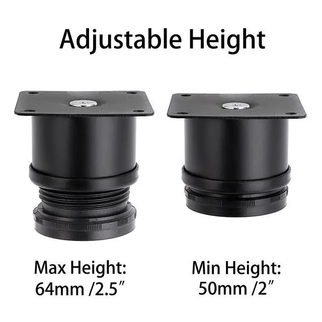 Alt view image 4 of 7 - 4PCS 2 Inch Stainless Steel Furniture Legs Feets Metal Cabinet Desk Legs, Adjustable Round Metal Furniture Risers Replacement Leg Corner Feet Heavy Duty Table Leg Extenders for Sofa Chair