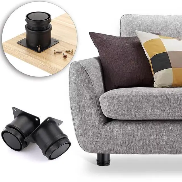 Alt view image 6 of 7 - 4PCS 2 Inch Stainless Steel Furniture Legs Feets Metal Cabinet Desk Legs, Adjustable Round Metal Furniture Risers Replacement Leg Corner Feet Heavy Duty Table Leg Extenders for Sofa Chair