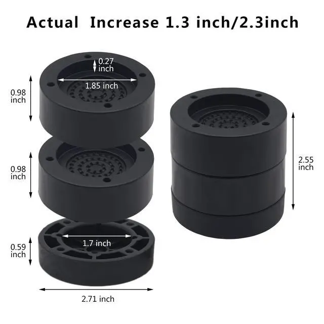 Alt view image 2 of 6 - Furniture Risers 2 inch Black Bed Risers (Set of 4), Heavy Duty Bed Lifts Risers for Table, Sofa, Couch, Desk, Adjustable Bed Frame Risers 1 inch 3 Inch Supports Up to 3,300 Lbs