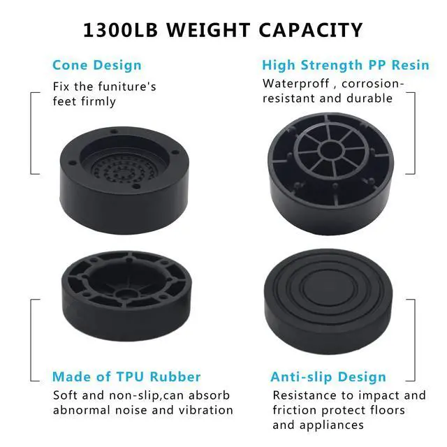 Alt view image 5 of 6 - Furniture Risers 2 inch Black Bed Risers (Set of 4), Heavy Duty Bed Lifts Risers for Table, Sofa, Couch, Desk, Adjustable Bed Frame Risers 1 inch 3 Inch Supports Up to 3,300 Lbs