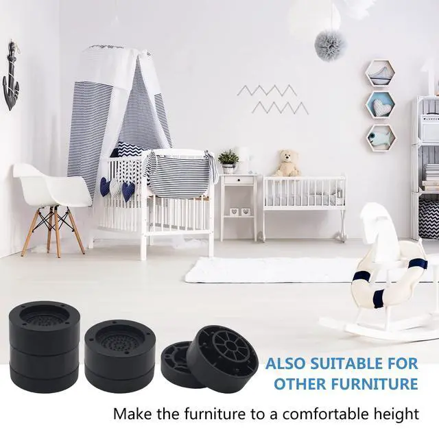 Alt view image 6 of 6 - Furniture Risers 2 inch Black Bed Risers (Set of 4), Heavy Duty Bed Lifts Risers for Table, Sofa, Couch, Desk, Adjustable Bed Frame Risers 1 inch 3 Inch Supports Up to 3,300 Lbs