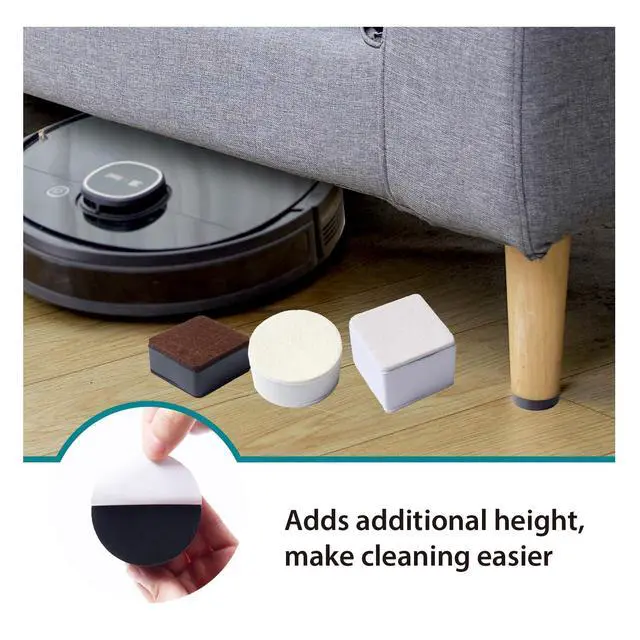 Alt view image 4 of 5 - 4-Pack Black Round Furniture Risers (2.36x1.18 Inch) - Self-Adhesive Height Adjusters with Felt Pads for Tables, Beds & Cabinets
