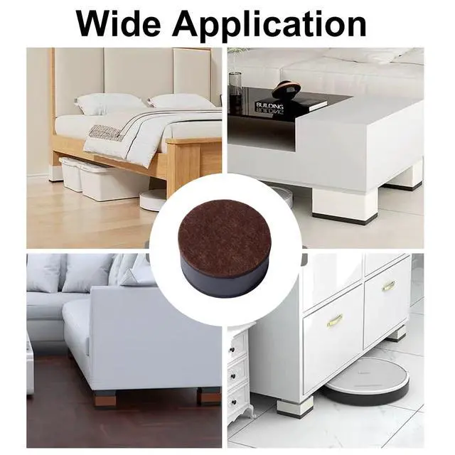 Alt view image 5 of 5 - 4-Pack Black Round Furniture Risers (2.36x1.18 Inch) - Self-Adhesive Height Adjusters with Felt Pads for Tables, Beds & Cabinets