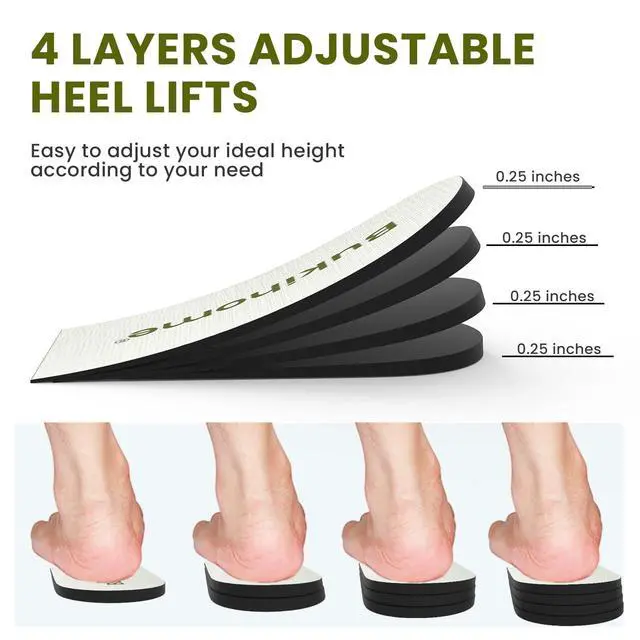 Alt view image 3 of 7 - Adjustable Heel Lift Inserts for Shoes - Bukihome Orthopedic Shoe Lift for Uneven Legs 4 Layers Height Increase Insole for Heel Pain,Heel Spur,Achilles Tendonitis(White,Small,Pack of 2)