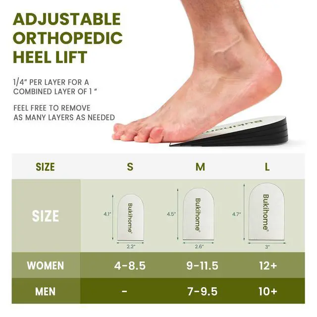 Alt view image 6 of 7 - Adjustable Heel Lift Inserts for Shoes - Bukihome Orthopedic Shoe Lift for Uneven Legs 4 Layers Height Increase Insole for Heel Pain,Heel Spur,Achilles Tendonitis(White,Small,Pack of 2)