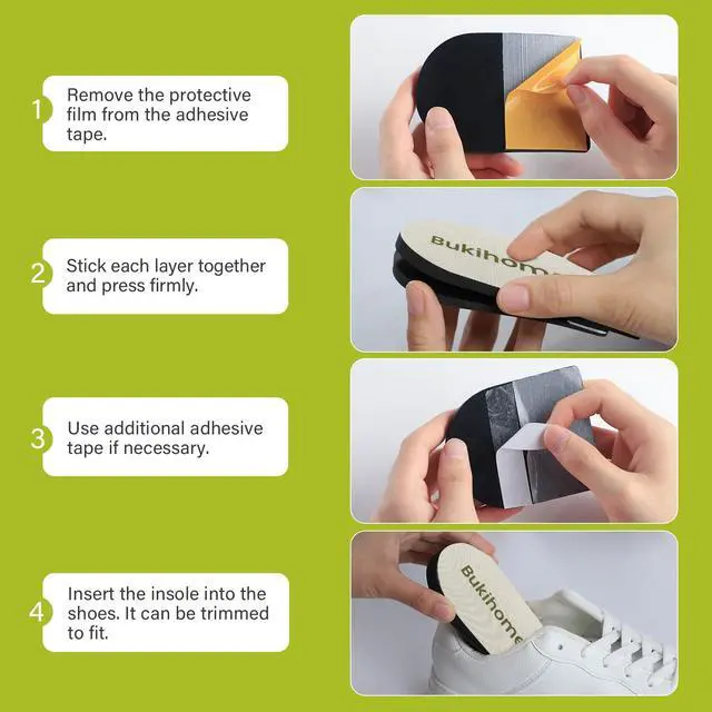 Alt view image 7 of 7 - Adjustable Heel Lift Inserts for Shoes - Bukihome Orthopedic Shoe Lift for Uneven Legs 4 Layers Height Increase Insole for Heel Pain,Heel Spur,Achilles Tendonitis(White,Small,Pack of 2)