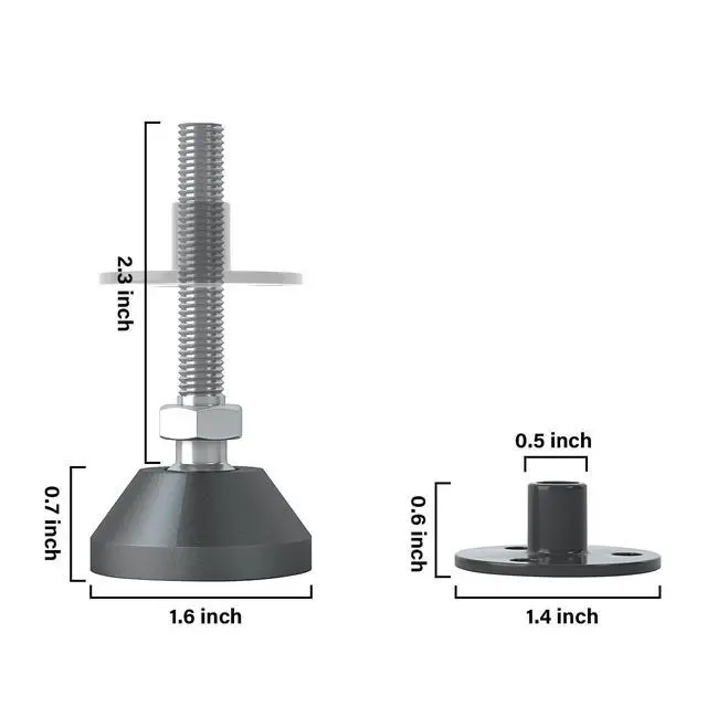 Alt view image 2 of 5 - Heavy Duty Furniture Levelers - Dual Thread Design with Nut Kit - Adjustable Feet for Tables, Cabinets, Chairs, Workbench, Sofa - Supports 1420LBs - 4 Packs