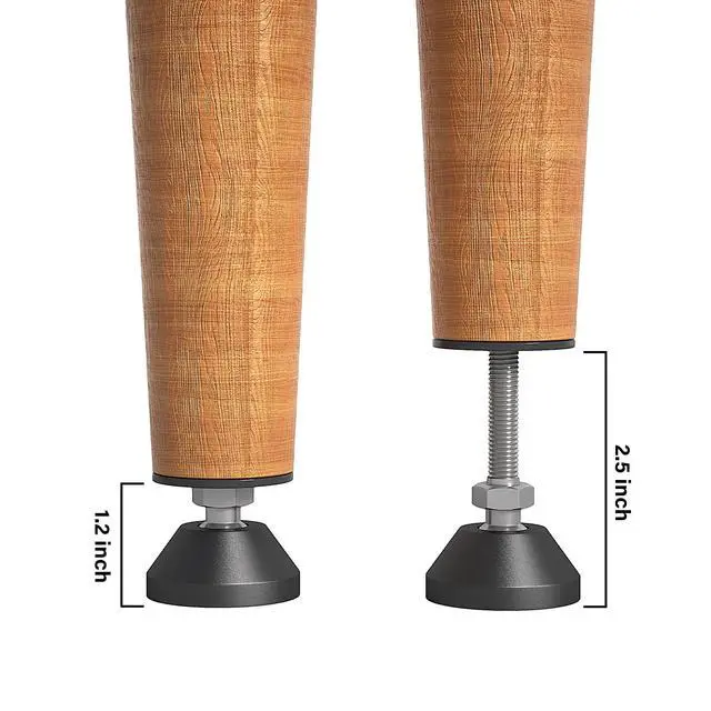 Alt view image 3 of 5 - Heavy Duty Furniture Levelers - Dual Thread Design with Nut Kit - Adjustable Feet for Tables, Cabinets, Chairs, Workbench, Sofa - Supports 1420LBs - 4 Packs
