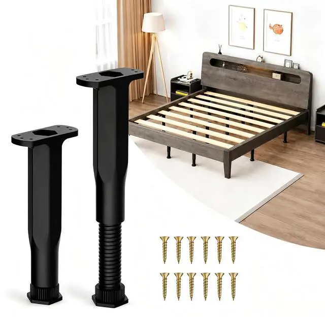 Main image of Adjustable Height Bed Support Legs, Heavy Duty Telescopic 8.5"-14.5" Center Support for Sagging Bed Frame, Furniture Riser for Mattress Slat, Replace Broken Furniture Legs(2PCS)