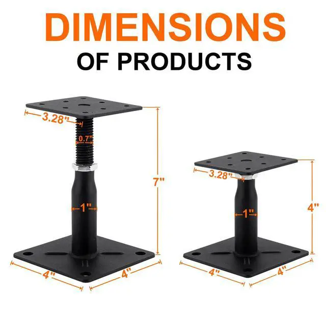 Alt view image 2 of 6 - 2 Pack Adjustable Support Jack for The Floor, Deck Foundation,RV Step Stabilizer,Mini Screw Jack- Post 4" to 7"