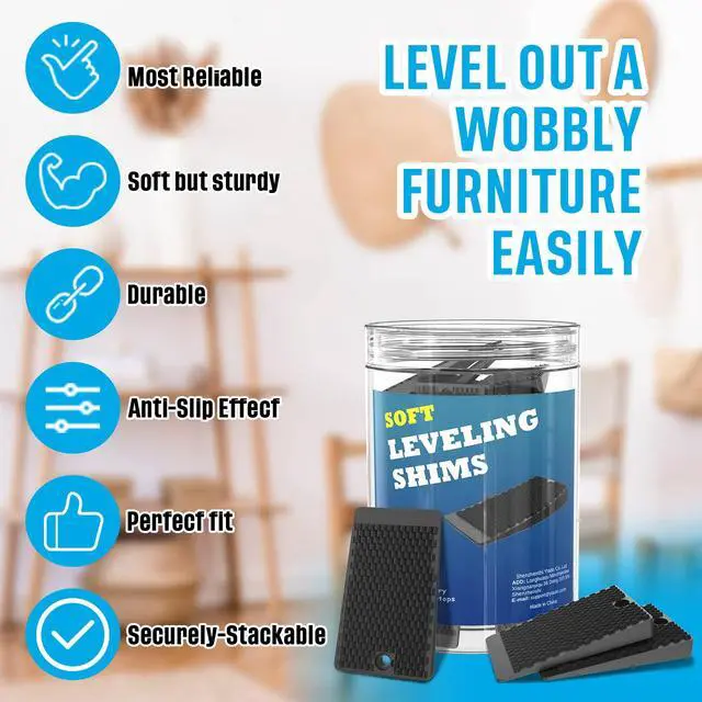 Alt view image 5 of 7 - Furniture Levelers, 32 Piece Jar 2, Rubber Shims for Leveling, Black Wedge for Table Toilet Refrigerator Piano, Non-Slip Shims for Home Improvement and Work, Cuttable and Stackable