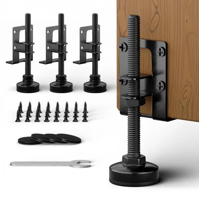 Main image of L-Shaped Furniture Leveling Feet, Adjustable Height up to 3.5 Inch, 4 Pack Heavy Duty Screw-On Levelers, 330 LBs per Foot, for Sofa, Bed, Cabinets, Uneven Floors