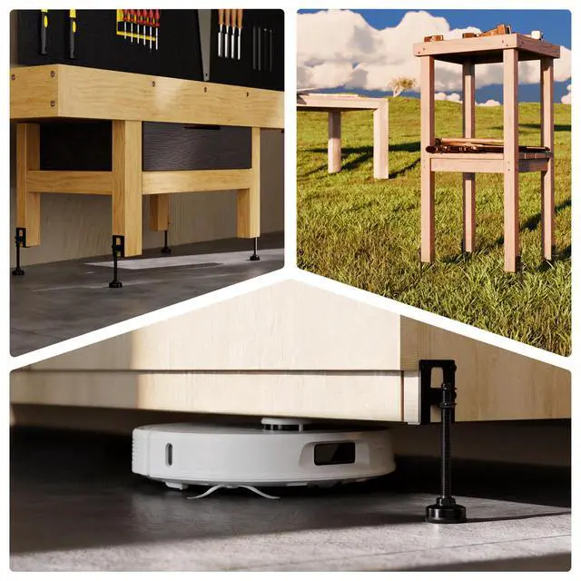 Alt view image 6 of 7 - L-Shaped Furniture Leveling Feet, Adjustable Height up to 3.5 Inch, 4 Pack Heavy Duty Screw-On Levelers, 330 LBs per Foot, for Sofa, Bed, Cabinets, Uneven Floors