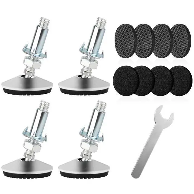 Main image of 4 Set M10 Swivel Adjustable Leveling Feet, Heavy Duty Height Adjuster Furniture Leveler Foot with T Nut, Screw on Cabinet Table Chair Self Levelers Leg - 2" Base Dia & 2" Bolts Length - Silver