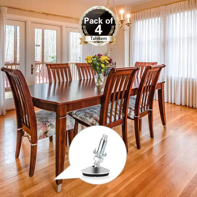 Alt view image 6 of 7 - 4 Set M10 Swivel Adjustable Leveling Feet, Heavy Duty Height Adjuster Furniture Leveler Foot with T Nut, Screw on Cabinet Table Chair Self Levelers Leg - 2" Base Dia & 2" Bolts Length - Silver