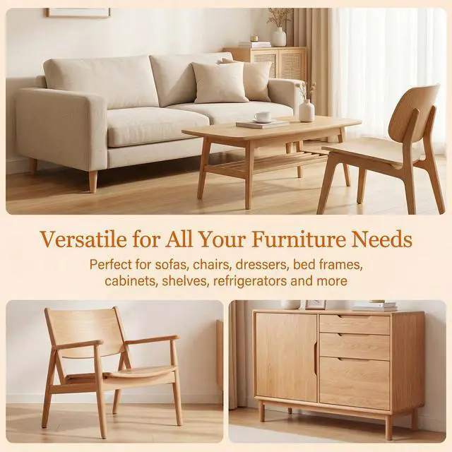 Alt view image 4 of 7 - 4 Pack Adjustable Furniture Feet Table Levelers with T-Nuts and Felt Pads
