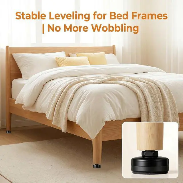 Alt view image 5 of 7 - 4 Pack Adjustable Furniture Feet Table Levelers with T-Nuts and Felt Pads