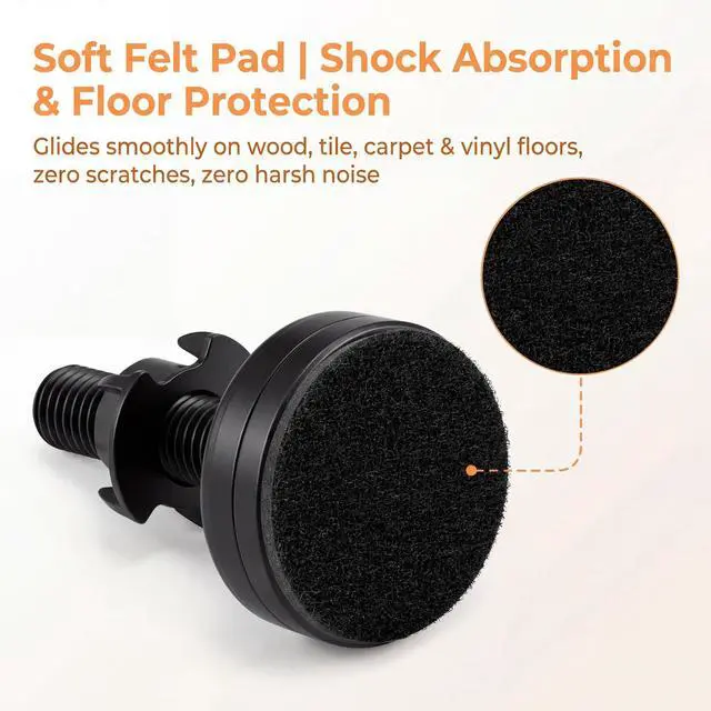 Alt view image 3 of 7 - 4 Pack Adjustable Furniture Feet Table Levelers with T-Nuts and Felt Pads