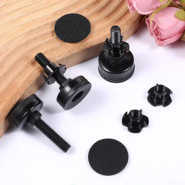 Alt view image 7 of 7 - 4 Pack Adjustable Furniture Feet Table Levelers with T-Nuts and Felt Pads