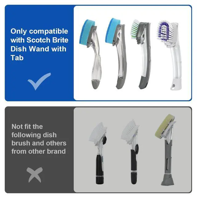 Alt view image 5 of 7 - Dish Wand Holder Compatible with Scotch-Brite Dishwand, Silicone Dish Brush Holder with Drain Spout for Kitchen Sink Counter, Sponge Wand Organizer, Keep Upright from Leaking Soap