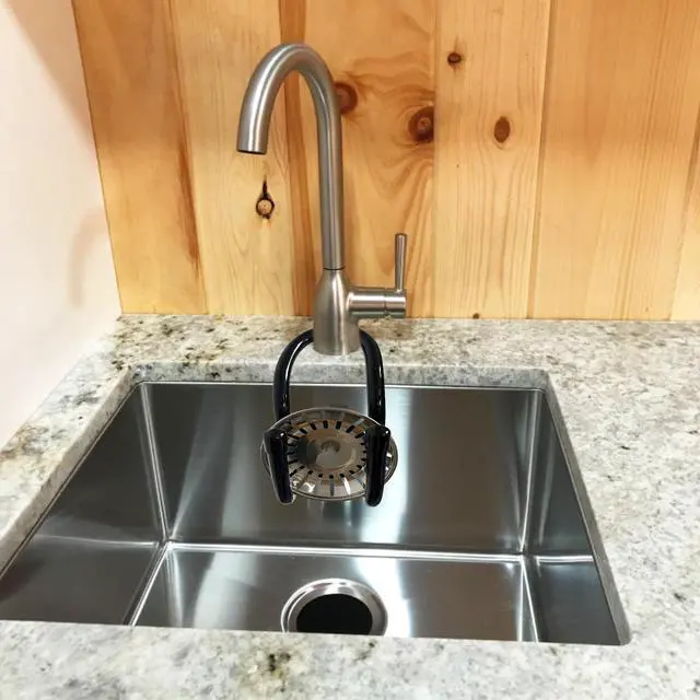 Alt view image 5 of 7 - Sling Flexible Sink Caddy, Sink Sponge Holder Organizer, Non-Slip Holds Sponge, Scrubbing Brush or Dishrag, Not hiding dirt, easy to clean - Black