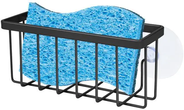Main image of Sponge Holder for Kitchen Sink Suction,Dish Sponge Holder-Black | Kitchen Sink Caddy for Sponges, Scrubbers, Soap