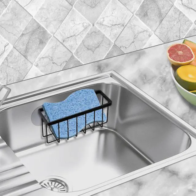 Alt view image 6 of 6 - Sponge Holder for Kitchen Sink Suction,Dish Sponge Holder-Black | Kitchen Sink Caddy for Sponges, Scrubbers, Soap