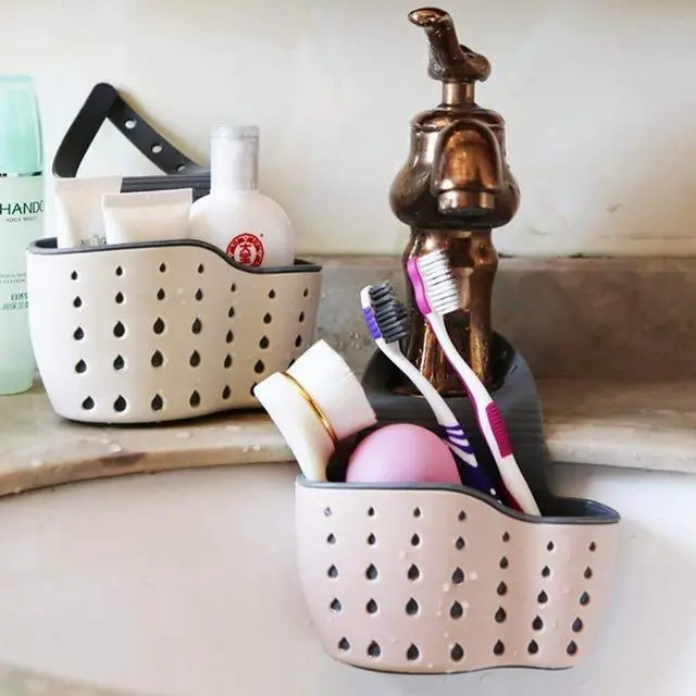 Alt view image 3 of 5 - Kitchen Sink Shelf Soap Sponge Drain Rack Holder Double Decker Hanging Basket Storage Suction Cup Kitchen Organizer Sink Accessories Wash Dropshipping (off white-1 Pocket)