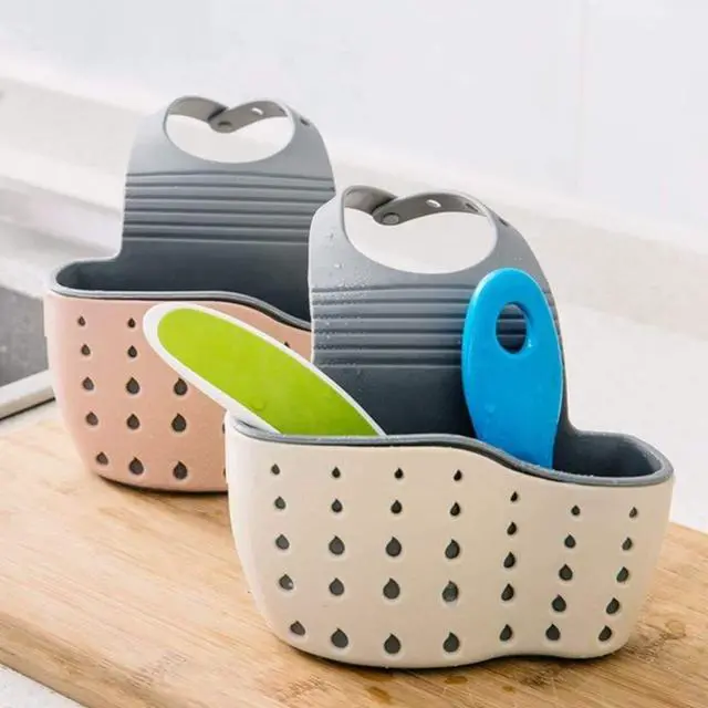 Alt view image 5 of 5 - Kitchen Sink Shelf Soap Sponge Drain Rack Holder Double Decker Hanging Basket Storage Suction Cup Kitchen Organizer Sink Accessories Wash Dropshipping (off white-1 Pocket)