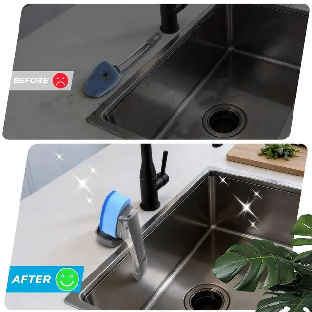 Alt view image 4 of 6 - Dish Wand Holder Compatible with Scotch-Brite Dishwand, Dish Brush Holder | Auto-Drain Organizer, Sponge Wand Organizer