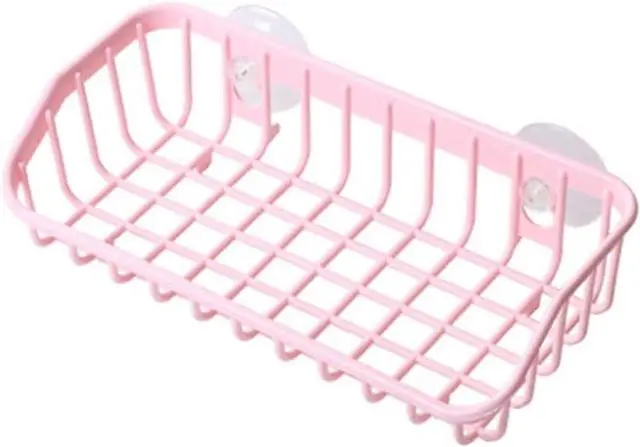 Main image of Pink Multifunctional Drain Rack,Hanging Storage Rack Drain Rack Sink Shelf Suction Cup Dishwashing Soap Sponge Holder for Kitchen Accessories Racks and Holders Storage and Organization