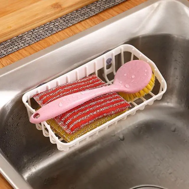 Alt view image 3 of 7 - Pink Multifunctional Drain Rack,Hanging Storage Rack Drain Rack Sink Shelf Suction Cup Dishwashing Soap Sponge Holder for Kitchen Accessories Racks and Holders Storage and Organization