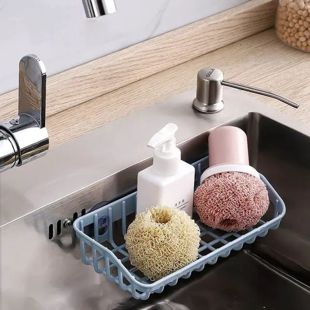 Alt view image 5 of 7 - Pink Multifunctional Drain Rack,Hanging Storage Rack Drain Rack Sink Shelf Suction Cup Dishwashing Soap Sponge Holder for Kitchen Accessories Racks and Holders Storage and Organization