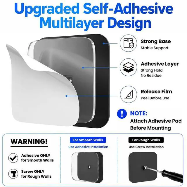 Alt view image 6 of 7 - Hat Organizer 4 Pack, Hat Rack for Baseball Caps Holds 10+ Caps Each, Hat Hooks for Wall, Strong Adhesive & Screw Mount Hat Holder, Space Saving Storage for Closet Door Bedroom, RV Accessories, Black