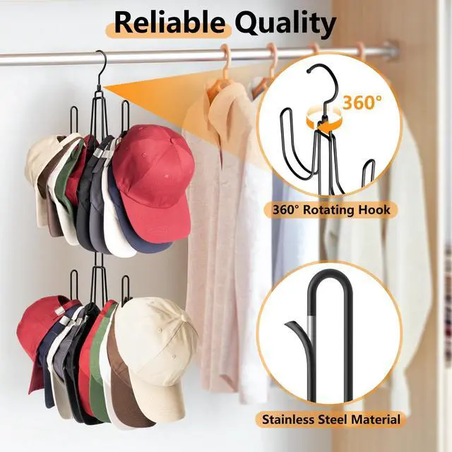 Alt view image 2 of 7 - Hat Hangers for Closet, Stainless Steel Hat Organizer, Hat Racks for Baseball Caps, Cap Organizer for Baseball Caps, 1 Pack