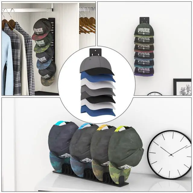 Alt view image 2 of 7 - Hat Rack,Wall-Mounted Hat Organizer for Closet Bedroom RV Living Room - Holds 19 Caps with 3 Usage & 2 Installation Options,1-Pack