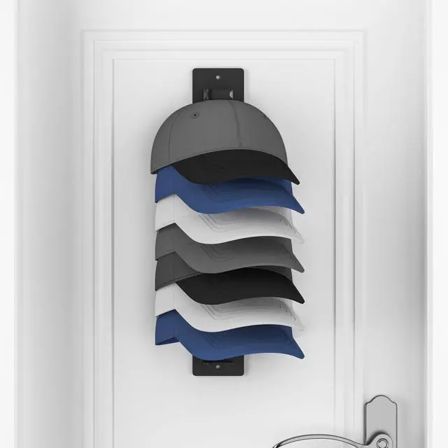 Alt view image 7 of 7 - Hat Rack,Wall-Mounted Hat Organizer for Closet Bedroom RV Living Room - Holds 19 Caps with 3 Usage & 2 Installation Options,1-Pack
