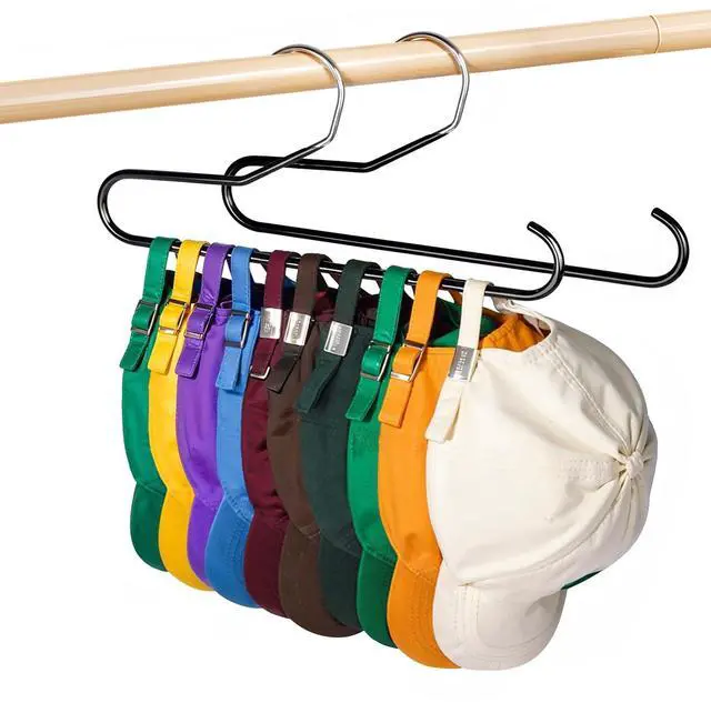 Main image of Hat Storage Organizer for Baseball Caps Hat Rack Black 2 Pack | Holds 20 Hats, PVC Coated, Non Slip, Full Visibility, Easy Access, Keep Caps Wrinkle-Free, Space Saving Hat Hanger Storage