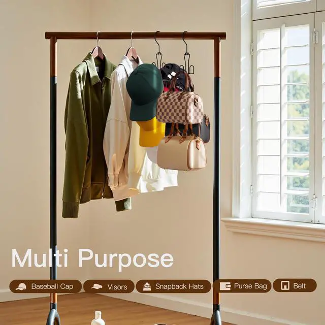Alt view image 6 of 7 - Hat Hanger 2pcs Metal Hat Storage For Baseball Caps,Rotatable Hat Organizer For Closet,Hat Rack With 6 Hooks Up to 30 Caps Hold,Black