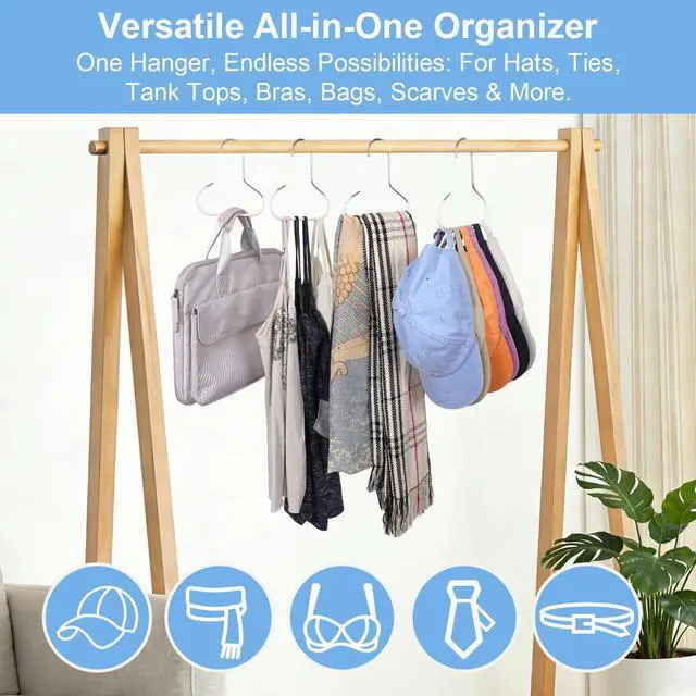 Alt view image 2 of 6 - Hat Racks for Closet 8 packs Baseball Hat Organizer Cap Hanger Hat Holder for Closet for Hat, Tie, Bra, Belt, Tank Top, Scarf