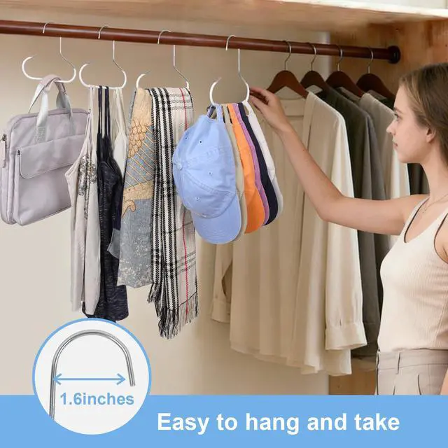 Alt view image 3 of 6 - Hat Racks for Closet 8 packs Baseball Hat Organizer Cap Hanger Hat Holder for Closet for Hat, Tie, Bra, Belt, Tank Top, Scarf