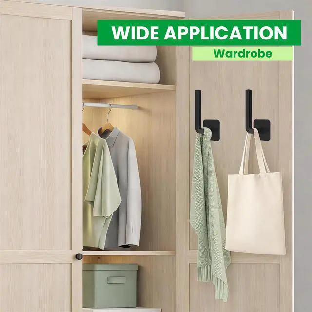 Alt view image 6 of 7 - 6 Pack Hat Rack for Wall, Strong Baseball Cap Organizer, Hat Holder Wall | Black Hat Rack Wall Mount for Baseball Caps, Adhesive Hat Hooks, Cap Organizer for Closet, Bedroom, Bathroom and Kitchen